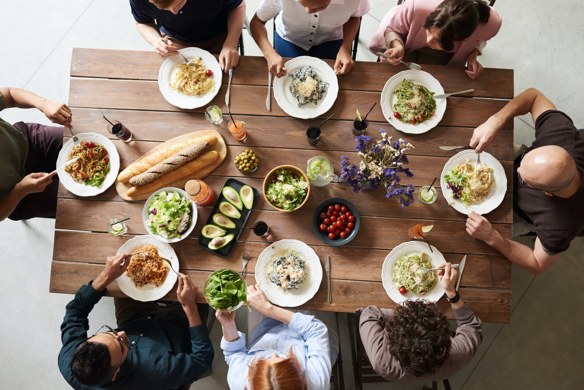 group of people eating together