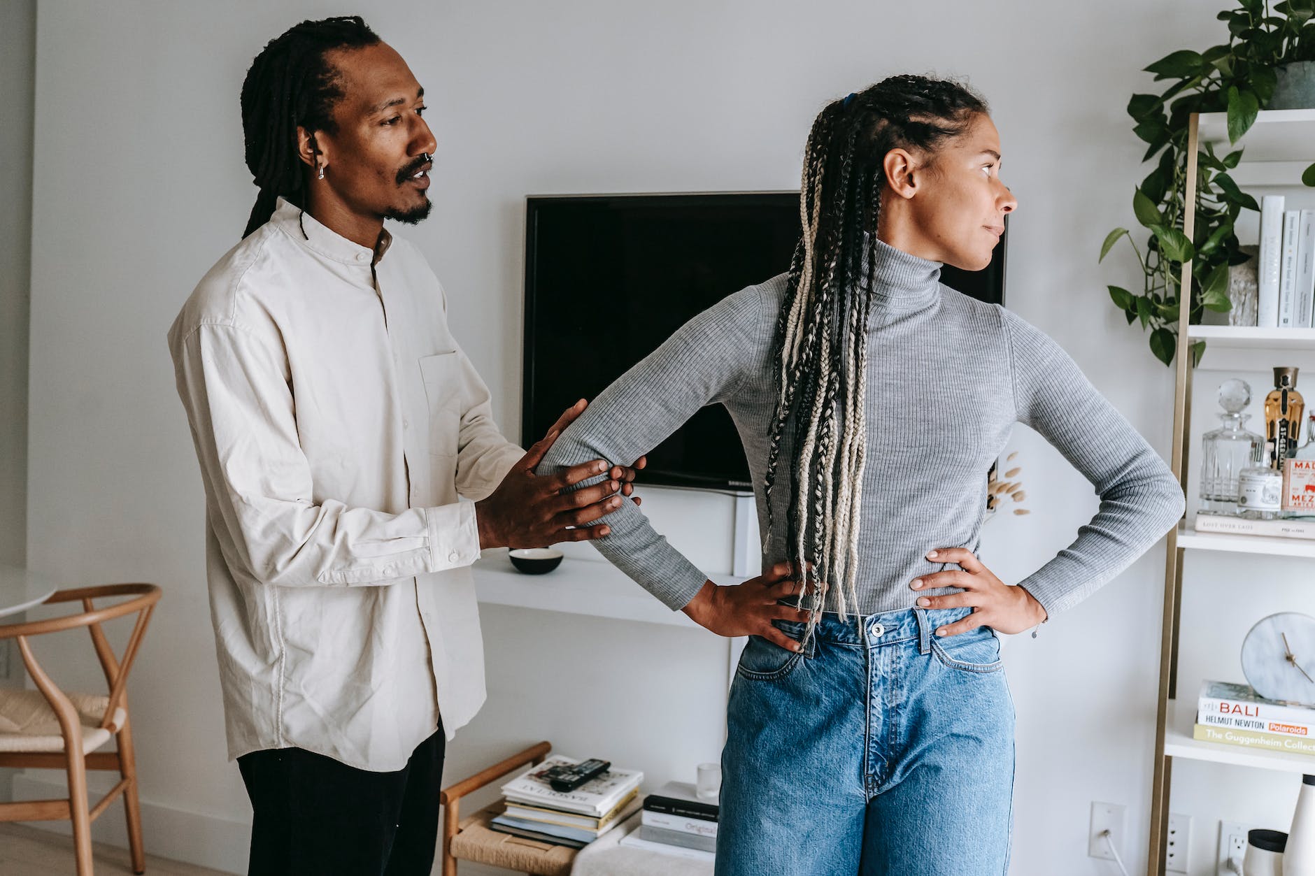 black woman taking offense of boyfriend